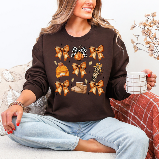 Fall Coquette Bows & Cozy Essentials Sweatshirt