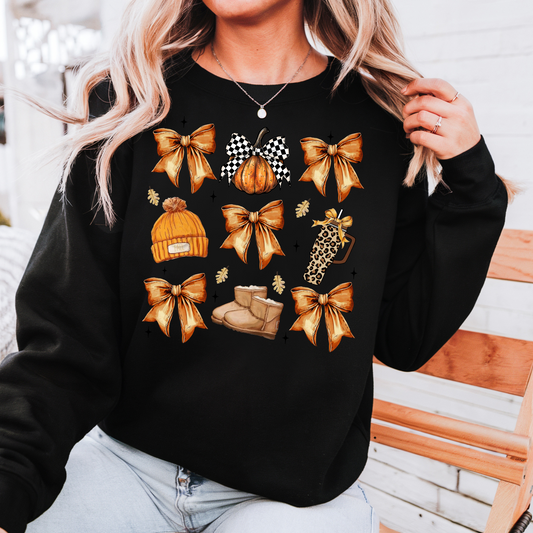 Fall Coquette Bows & Cozy Essentials Sweatshirt