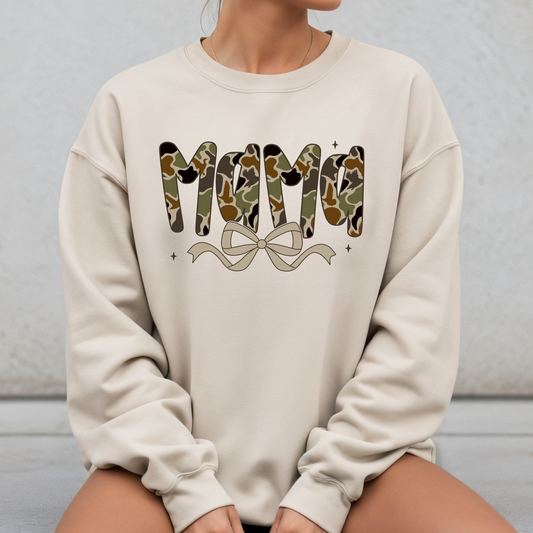 Camo Mama Sweatshirt with Bow