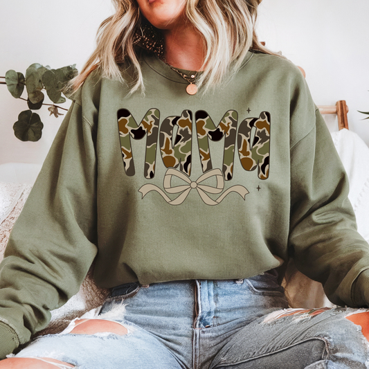 Camo Mama Sweatshirt with Bow