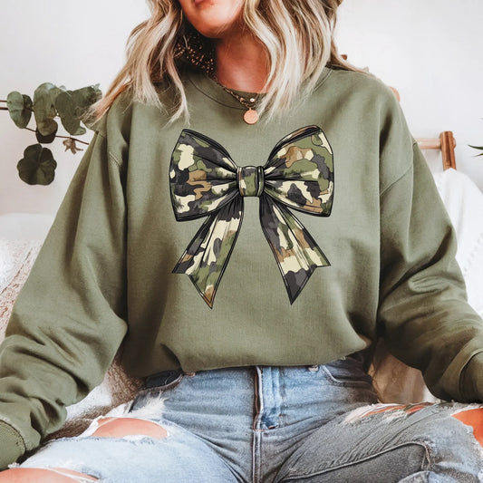 Camo Bow Sweatshirt Twice the Charm Boutique
