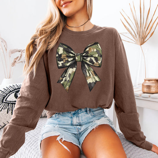Camo Bow Long Sleeve Tee Twice the Charm Boutique