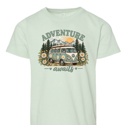 Adventure Awaits Vintage Camper Graphic Toddler Tee