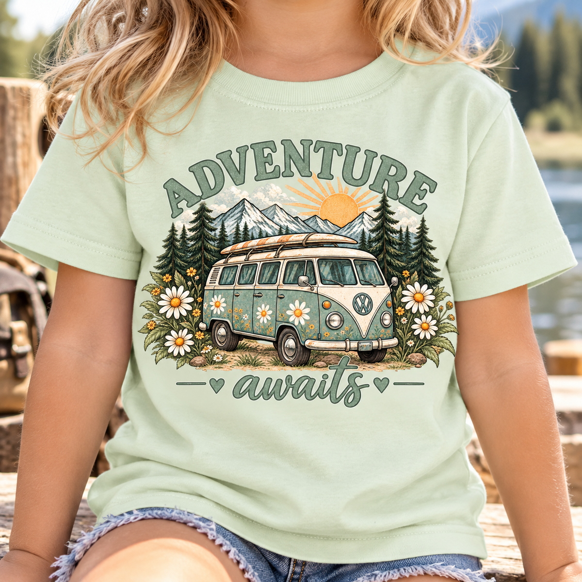 Adventure Awaits Vintage Camper Graphic Toddler Tee