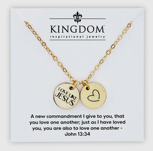 Love Like Jesus Coin Heart Necklace