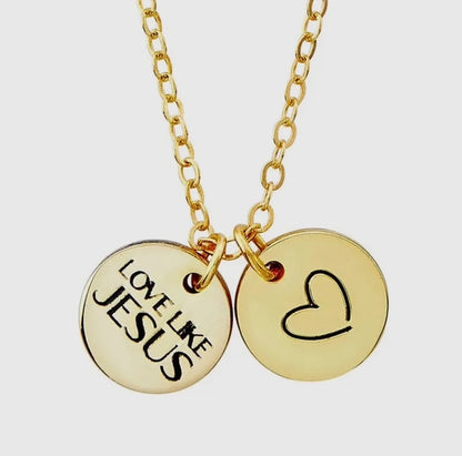 Love Like Jesus Coin Heart Necklace