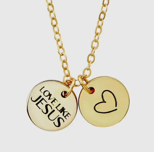Love Like Jesus Coin Heart Necklace Twice the Charm Boutique
