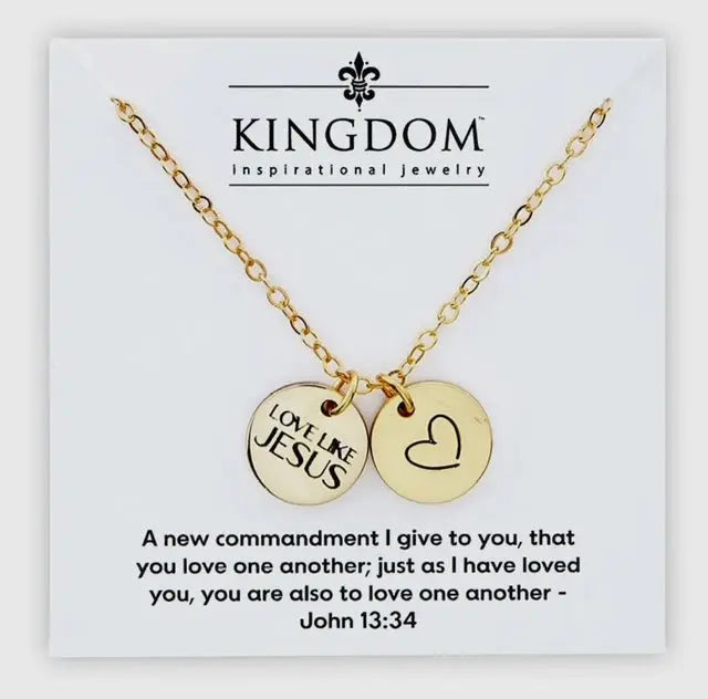 Love Like Jesus Coin Heart Necklace Twice the Charm Boutique