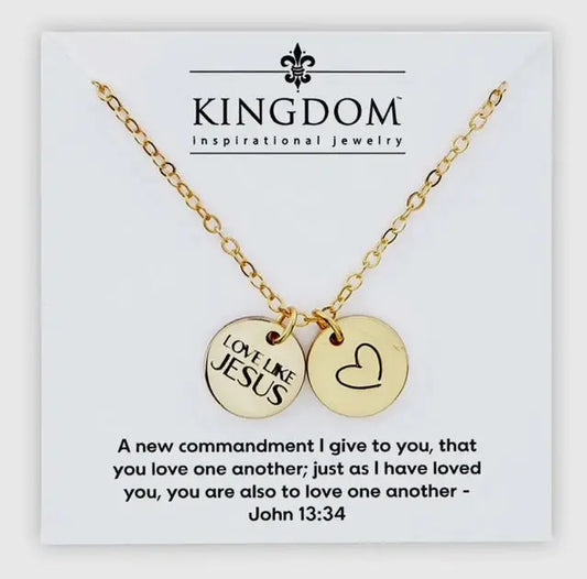 Love Like Jesus Coin Heart Necklace Twice the Charm Boutique