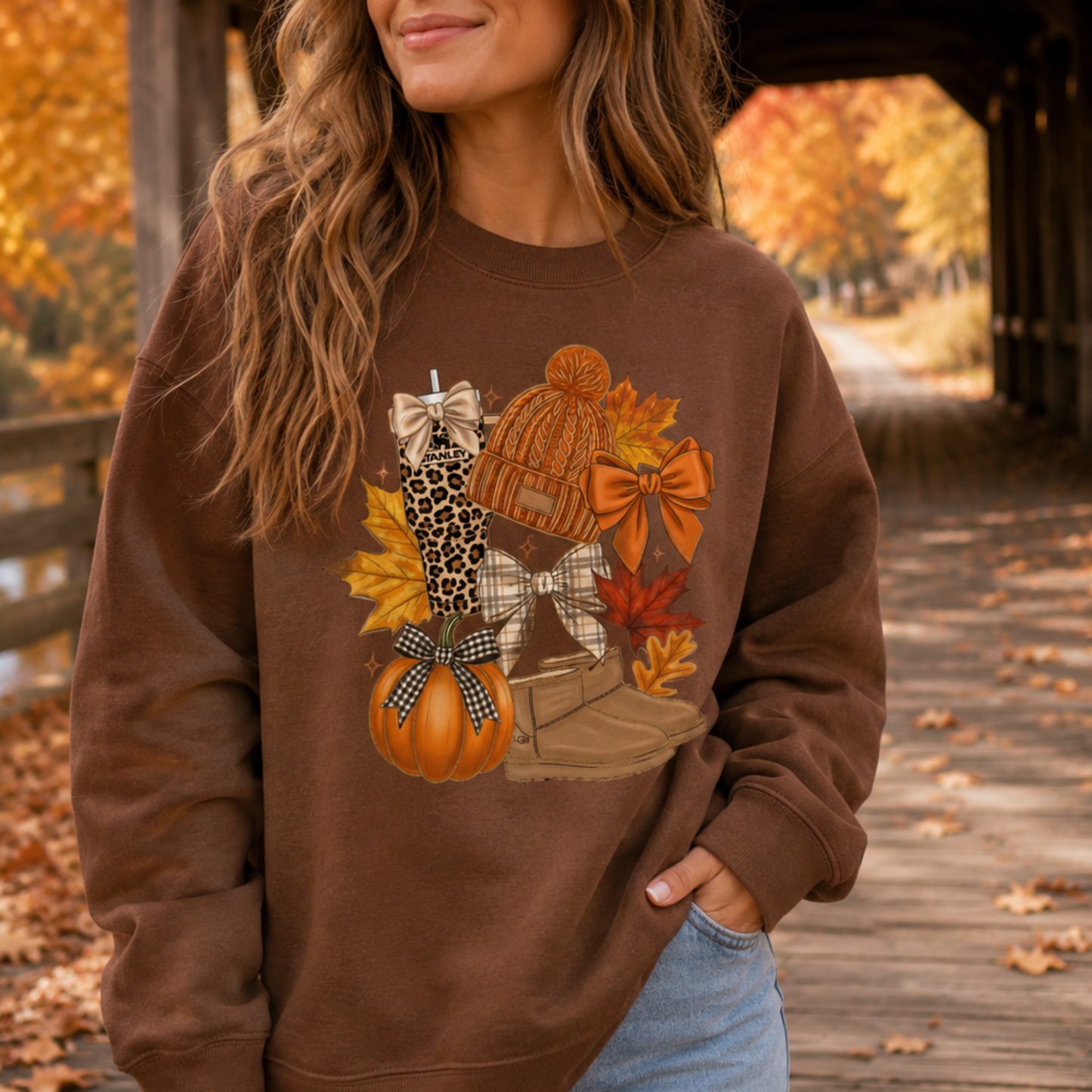 fall collage seven lane sweatshirt