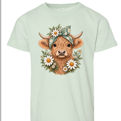 Highland Cow & Daisies Toddler Graphic