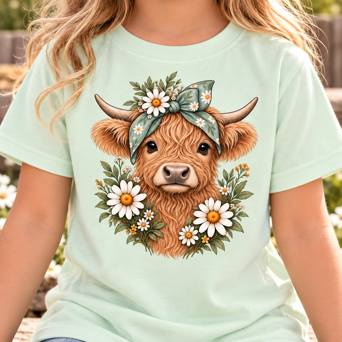 Highland Cow & Daisies Toddler Graphic