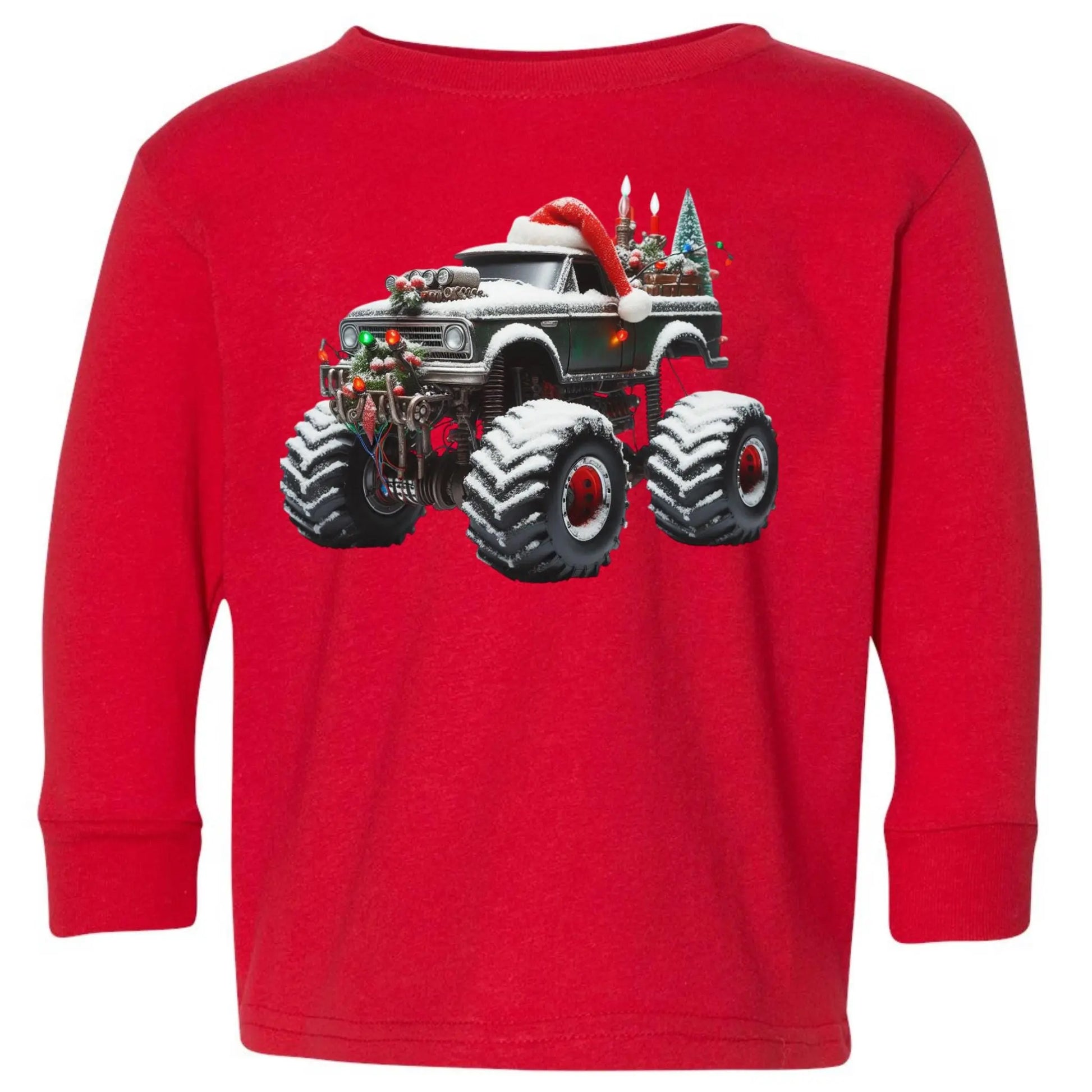 Christmas Monster Truck Toddler Long Sleeve Tee Twice the Charm Boutique