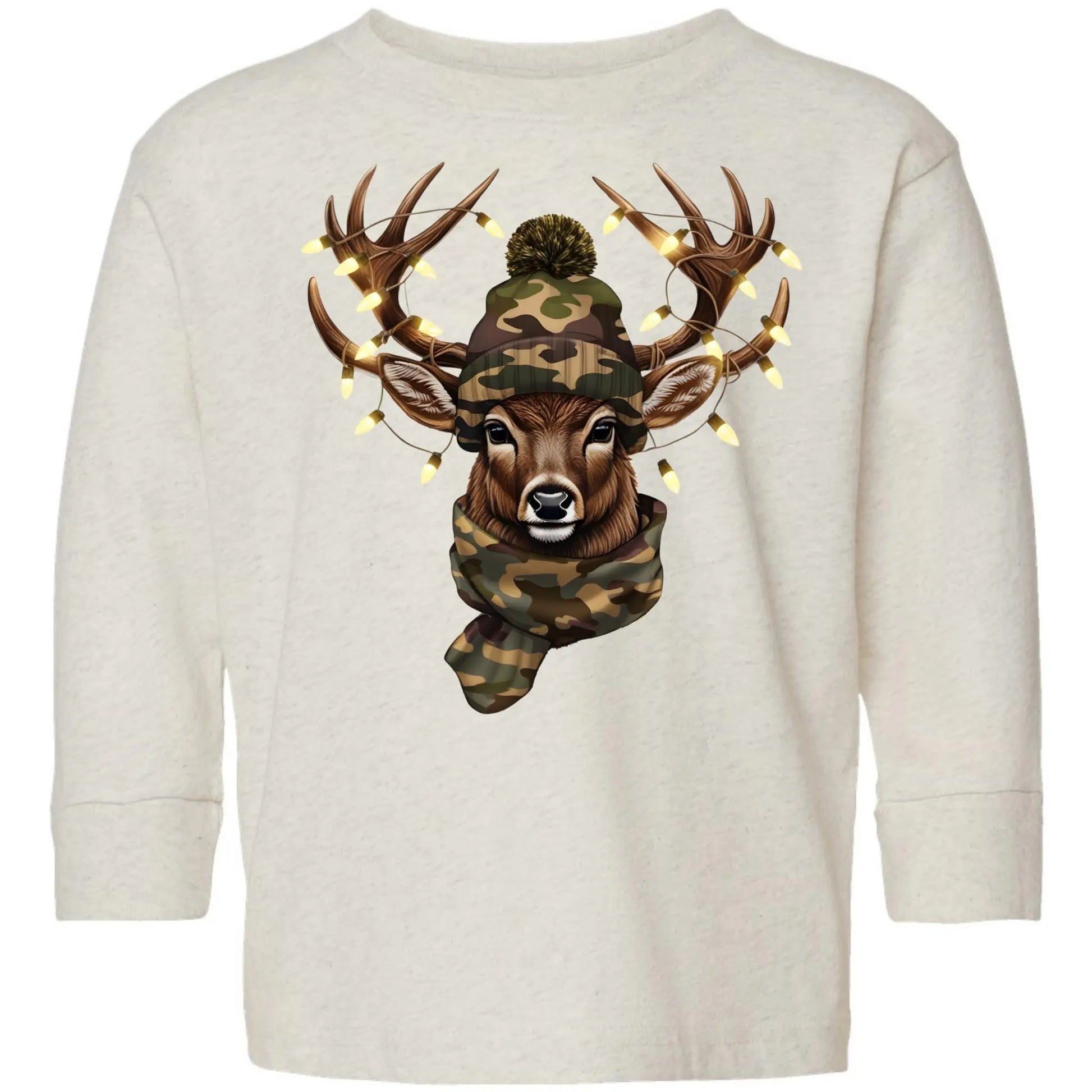 Christmas Reindeer Camo Toddler Tee – Festive Rabbit Skins Kids Shirt Twice the Charm Boutique