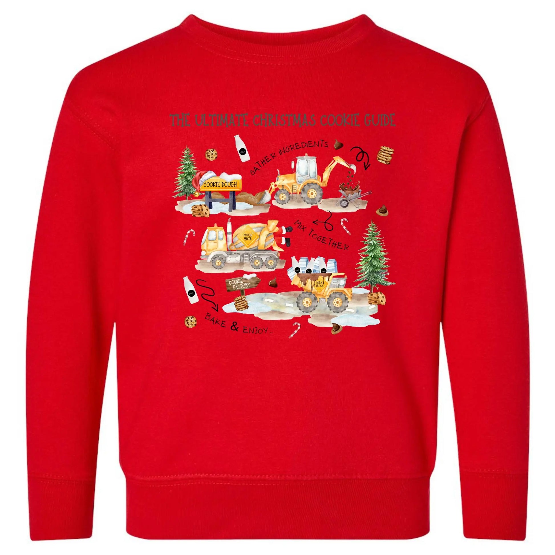 The Ultimate Christmas Cookie Guide Toddler Sweatshirt – Construction Trucks Rabbit Skins Kids Crewneck Twice the Charm Boutique