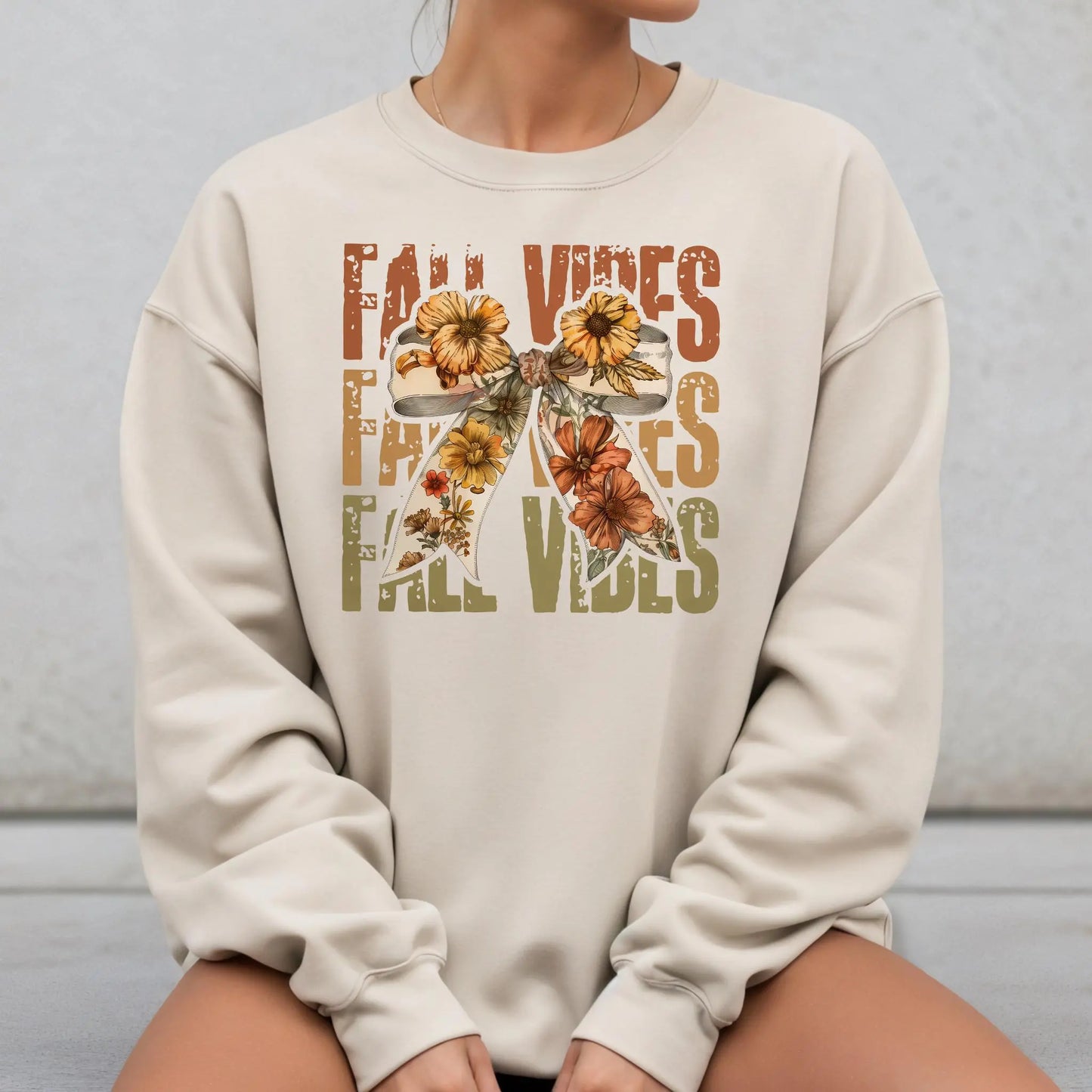Fall Vibes Bow & Floral Sweatshirt Twice the Charm Boutique