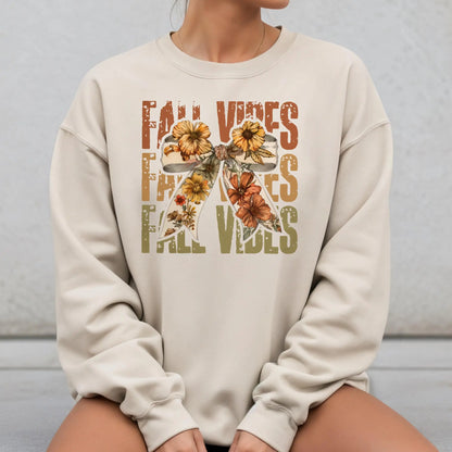 Fall Vibes Bow & Floral Sweatshirt Twice the Charm Boutique