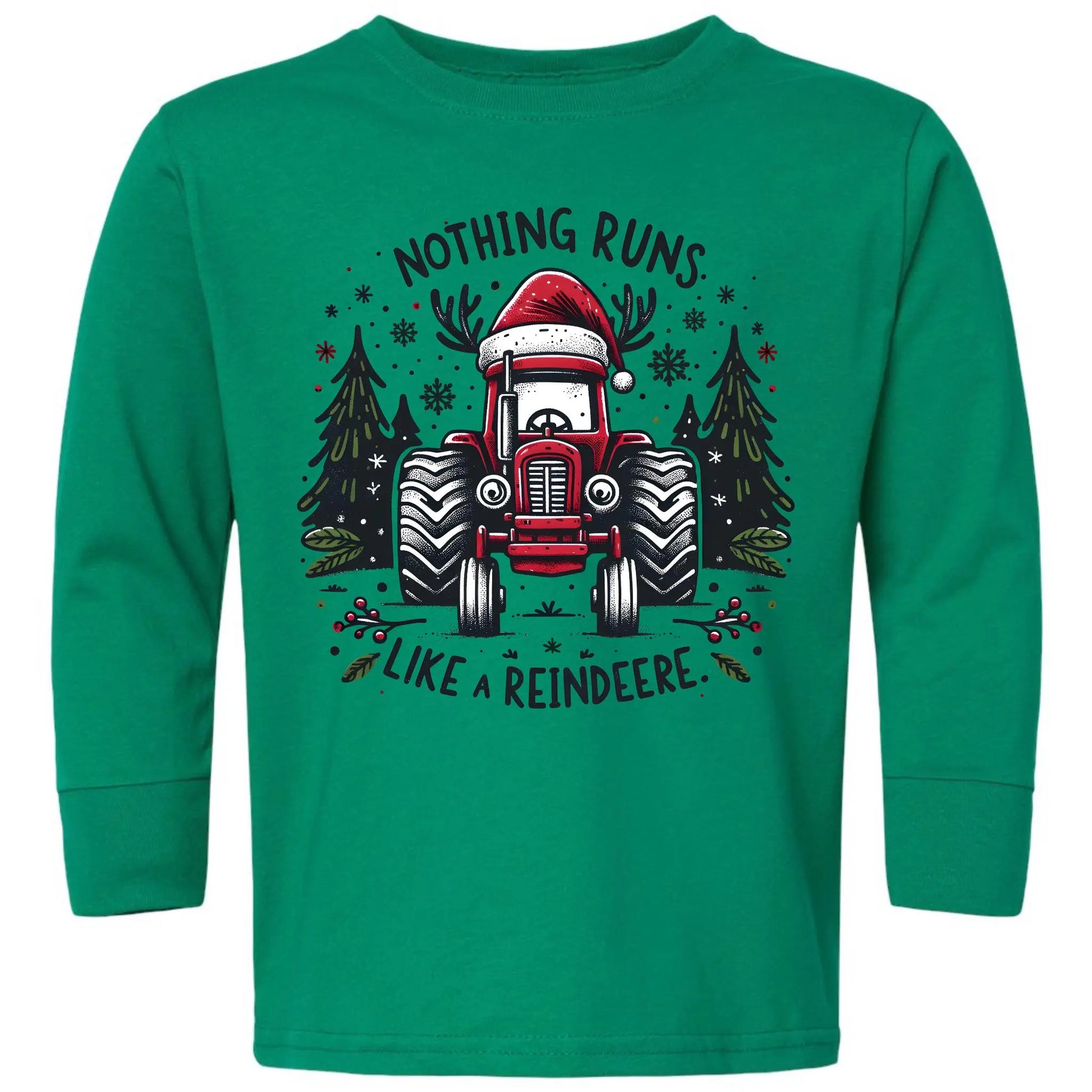 Nothing Runs Like A Reindeere Toddler Tee – Christmas Tractor Rabbit Skins Twice the Charm Boutique