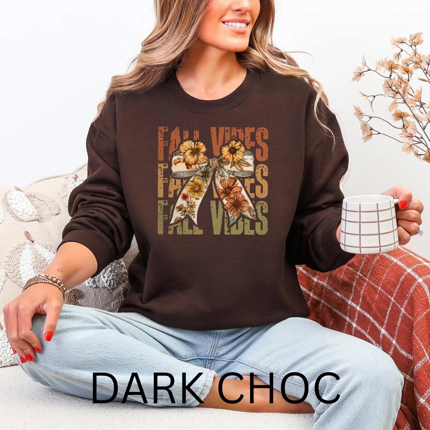 Fall Vibes Bow & Floral Sweatshirt Twice the Charm Boutique