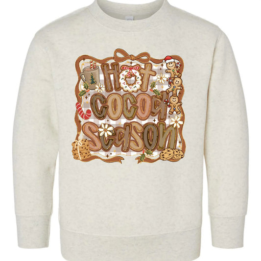 Hot Cocoa Season Toddler Sweatshirt – Gingerbread Christmas Rabbit Skins Kids Crewneck Twice the Charm Boutique