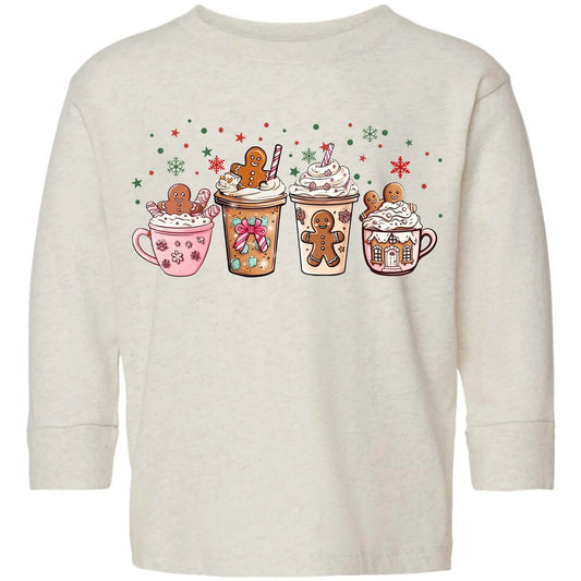 Gingerbread Hot Cocoa Toddler Long Sleeve Tee – Christmas Drinks Rabbit Skins Kids Shirt Twice the Charm Boutique