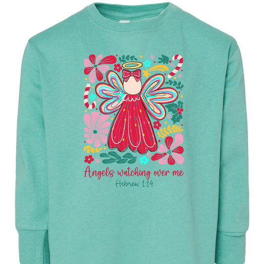 Angels Watching Over Me Toddler Tee – Hebrew 1:14 Rabbit Skins Kids Christmas Shirt Twice the Charm Boutique