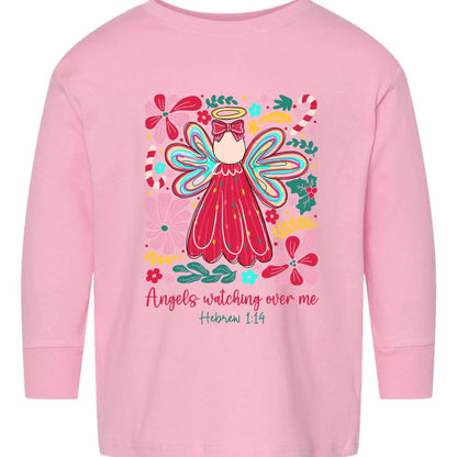 Angels Watching Over Me Toddler Tee – Hebrew 1:14 Rabbit Skins Kids Christmas Shirt Twice the Charm Boutique