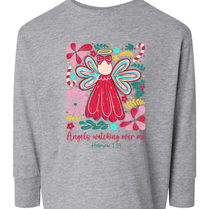 Angels Watching Over Me Toddler Tee – Hebrew 1:14 Rabbit Skins Kids Christmas Shirt Twice the Charm Boutique