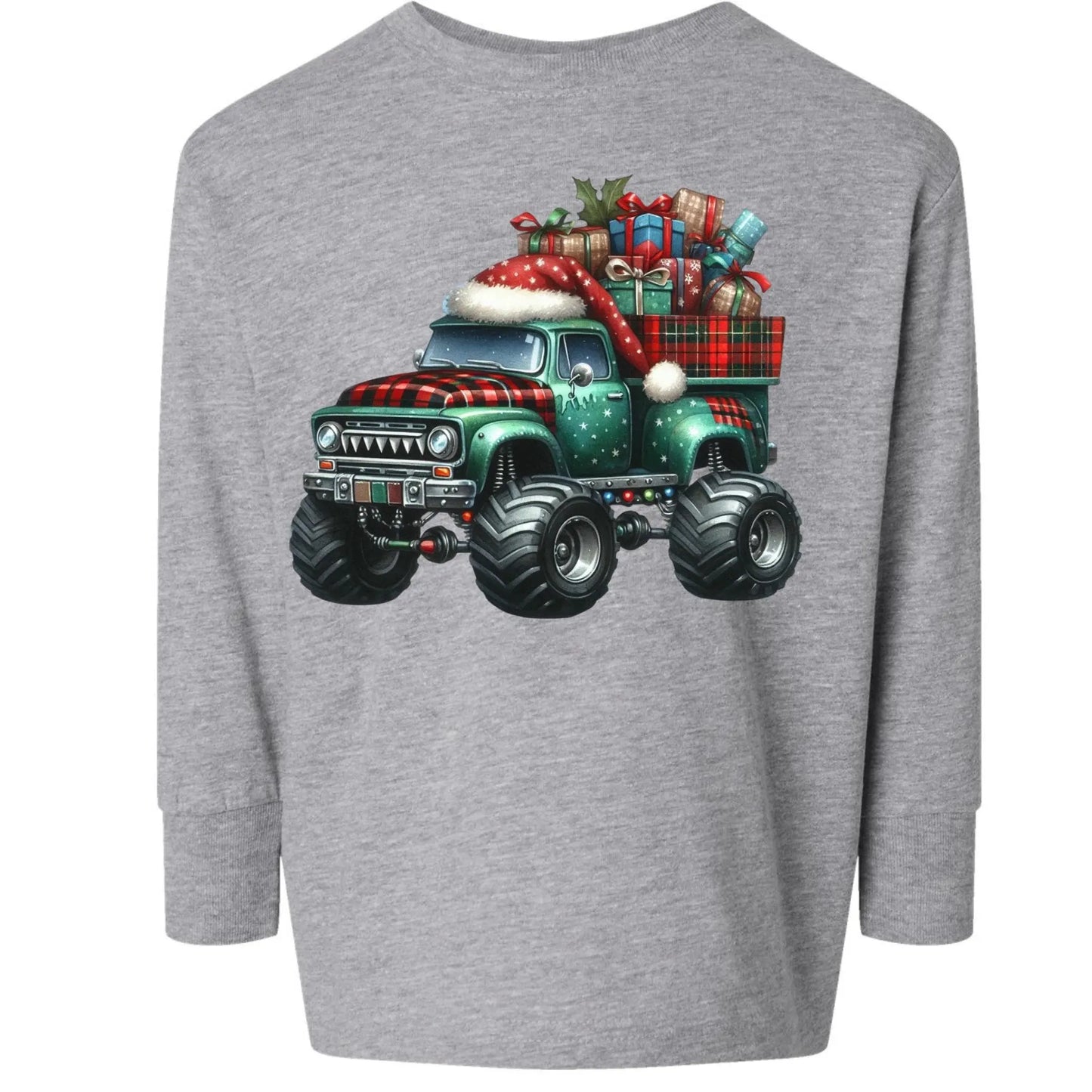 Christmas Monster Truck Toddler Long Sleeve Tee Twice the Charm Boutique
