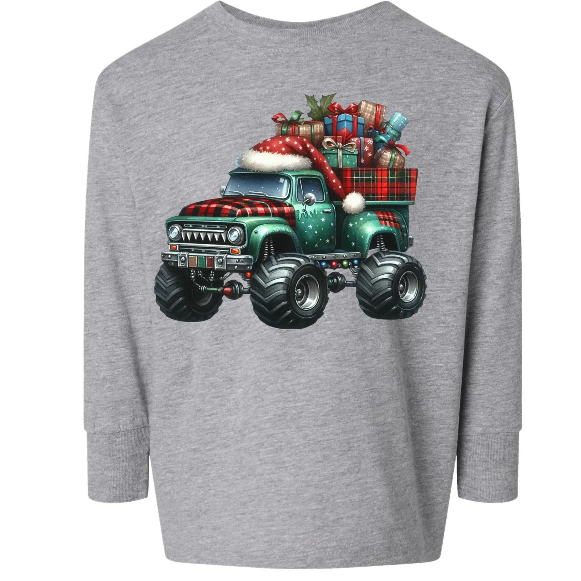 Christmas Monster Truck Toddler Long Sleeve Tee Twice the Charm Boutique
