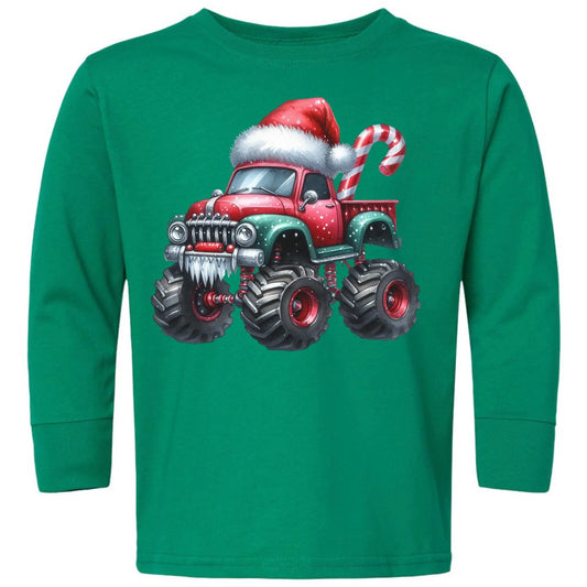 Christmas Monster Truck Toddler Long Sleeve Tee Twice the Charm Boutique