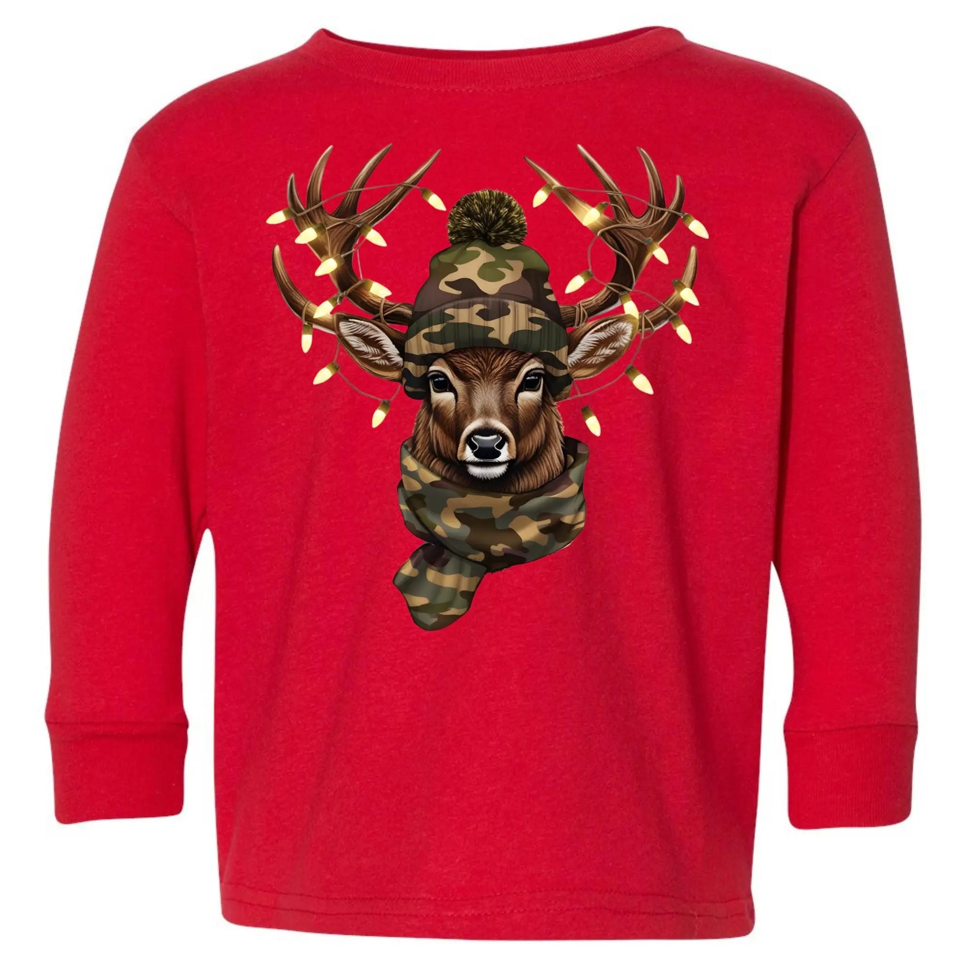 Christmas Reindeer Camo Toddler Tee – Festive Rabbit Skins Kids Shirt Twice the Charm Boutique
