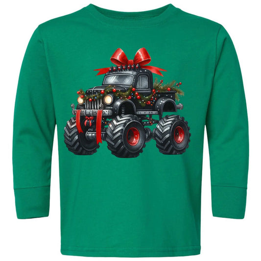 Christmas Monster Truck Toddler Long Sleeve Tee Twice the Charm Boutique