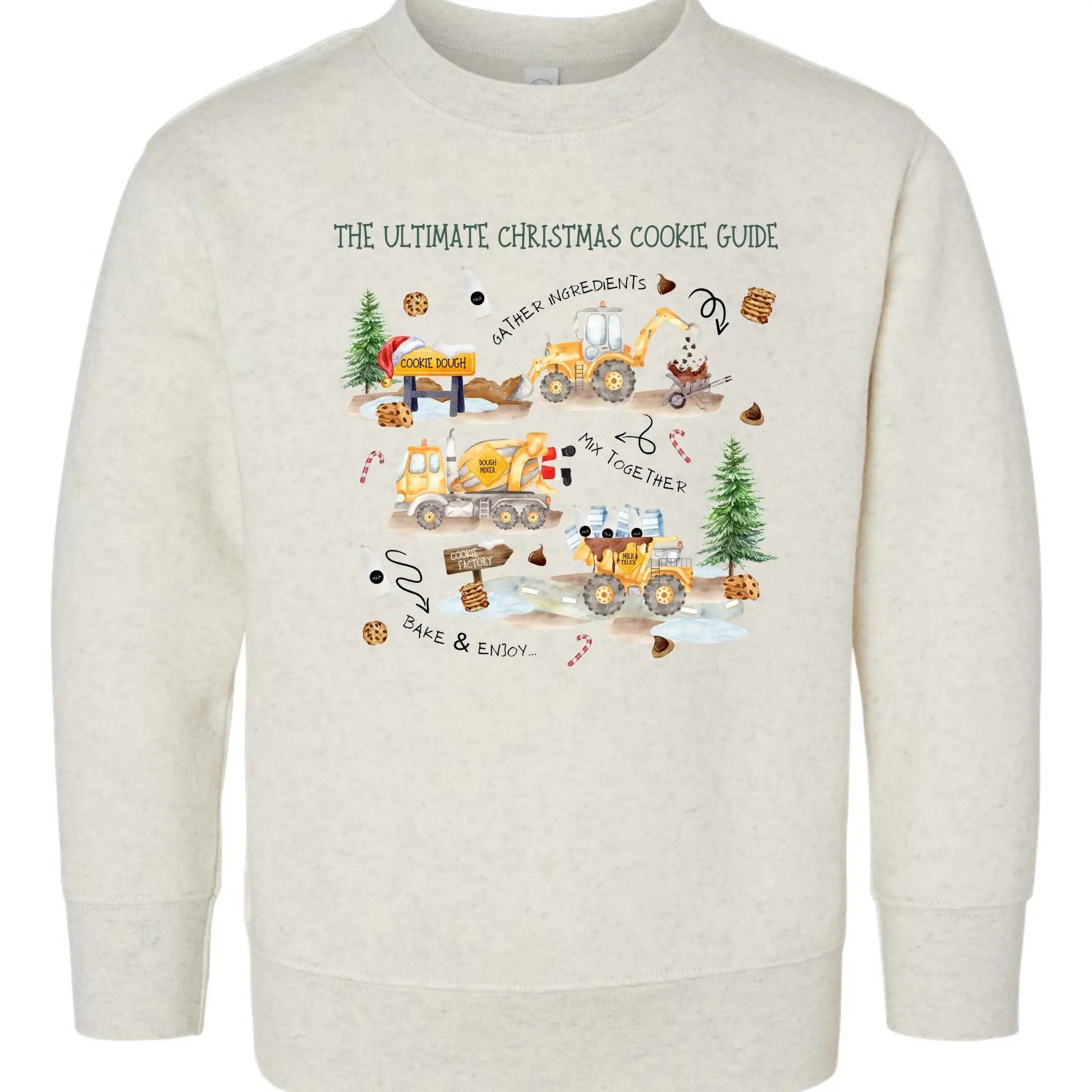 The Ultimate Christmas Cookie Guide Toddler Sweatshirt – Construction Trucks Rabbit Skins Kids Crewneck Twice the Charm Boutique