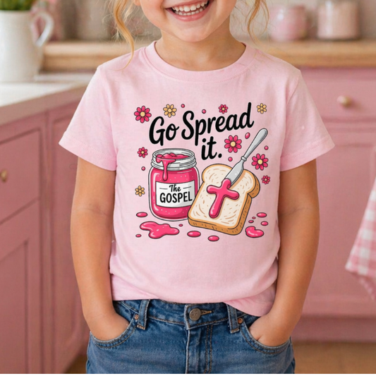 Go Spread It Gospel Kids Shirt – Christian Toddler Tee