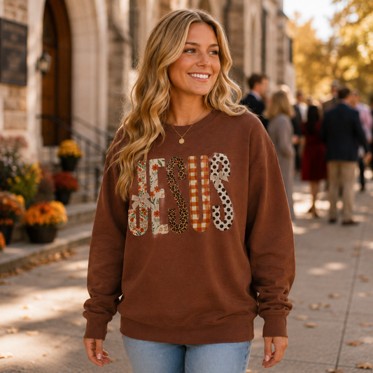 Jesus Fall Floral Sweatshirt | Chestnut Christian Crewneck