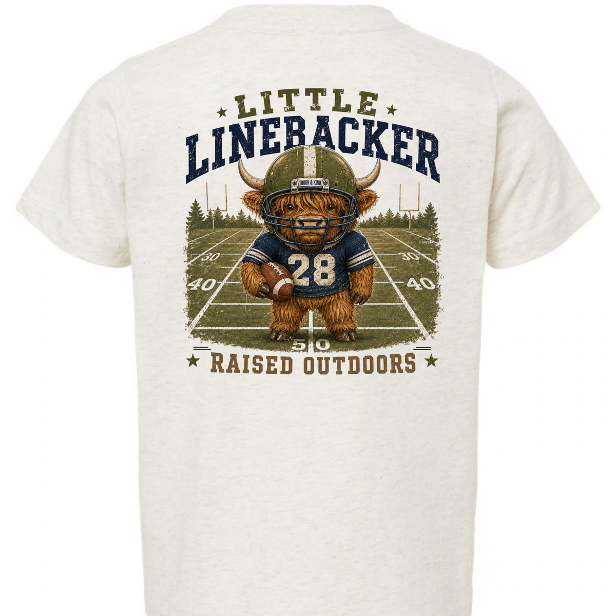 Little Linebacker Highland Cow Football Tee