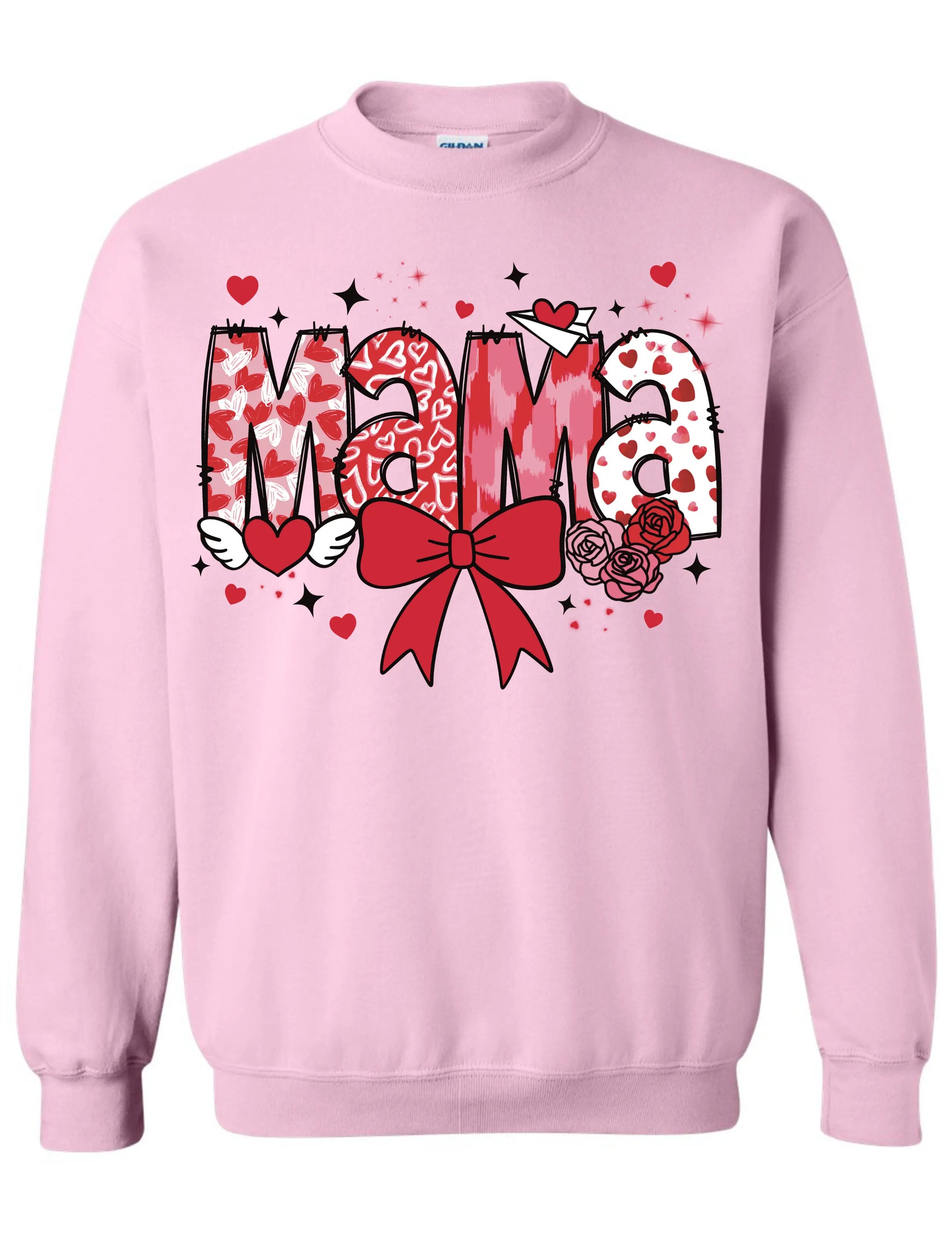 Mama Valentine Graphic Sweatshirt – Cute Heart & Bow Mama Pullover Twice the Charm Boutique