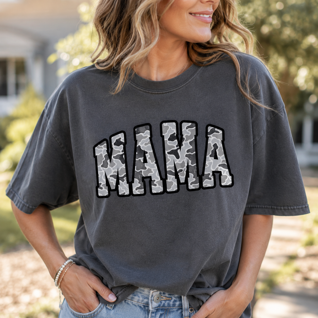 MAMA Camo Comfort Colors Tee