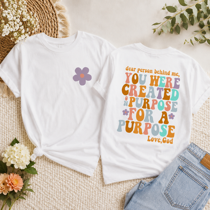 You Were Created On Purpose Kids Tee – Christian Faith Toddler Shirt (Back Design)