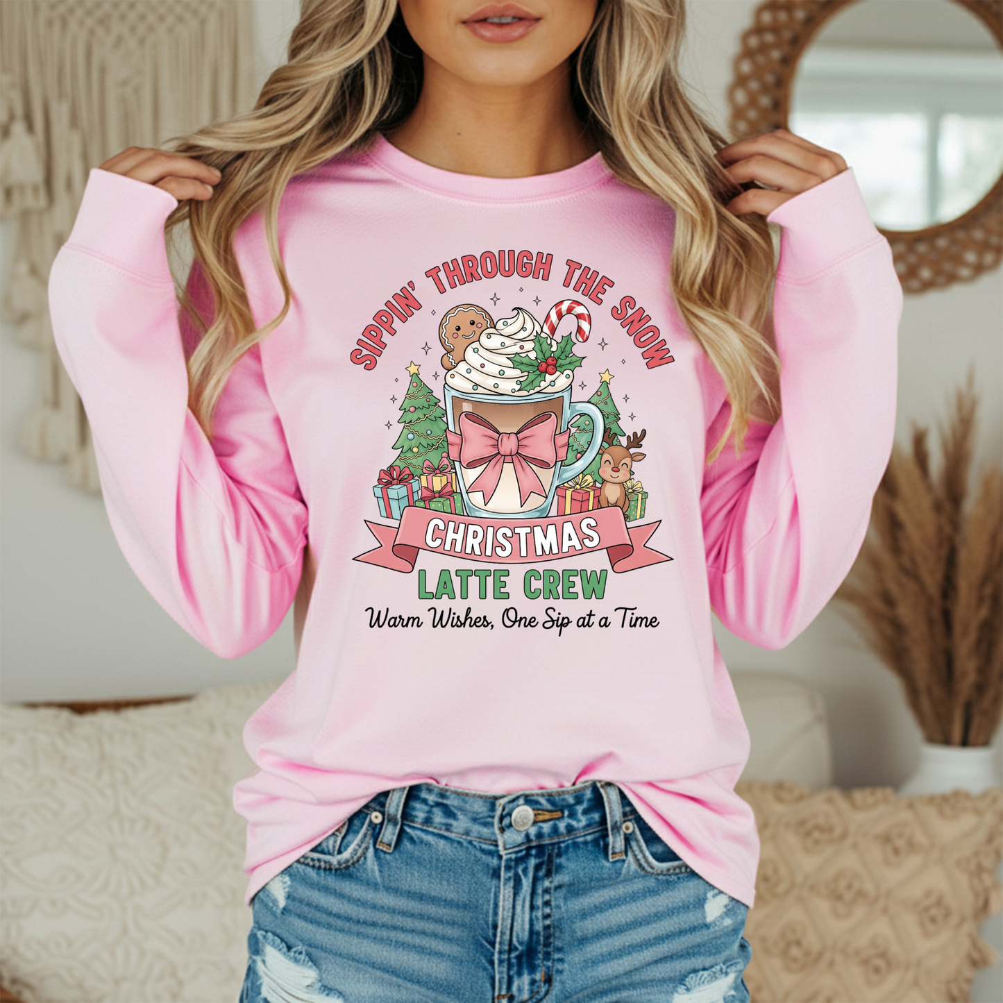 Sippin' Through the Snow Shirt | Comfort Colors Long Sleeve | Christmas Latte Crew Hot Cocoa Tee