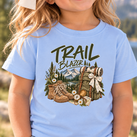 Girls’ Outdoor Adventure Shirt | Trail Blazer Hiking and Camping Graphic Tee