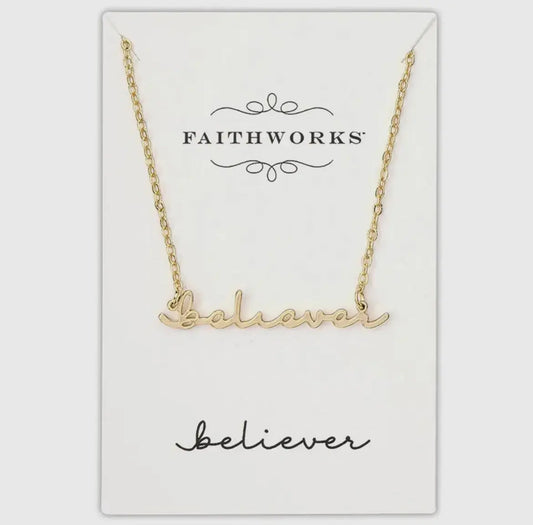 Believer Script Necklace Twice the Charm Boutique