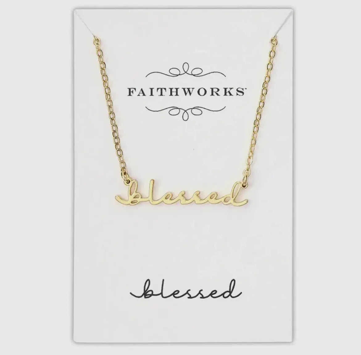 Blessed Script Necklace Twice the Charm Boutique